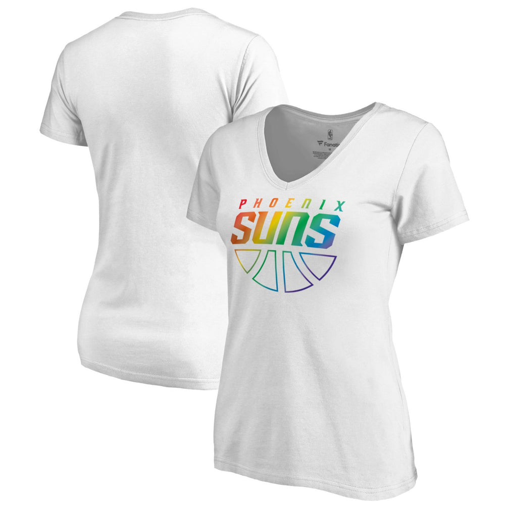 Phoenix Suns Women's Team Pride Wordmark V-Neck T-Shirt White - NBA