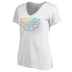 Sacramento Kings Women's Team Pride Wordmark V-Neck T-Shirt White - NBA