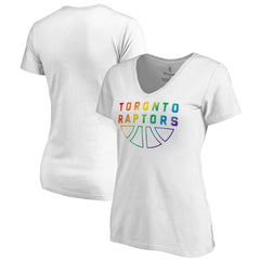 Toronto Raptors Women's Team Pride Wordmark V-Neck T-Shirt White - NBA