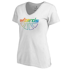 Washington Wizards Women's Team Pride Wordmark V-Neck T-Shirt White - NBA