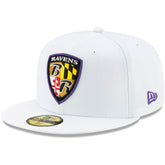 Baltimore Ravens New Era Shield Omaha 59FIFTY Fitted Hat White | NFL