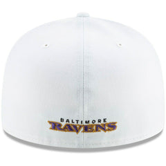 Baltimore Ravens New Era Shield Omaha 59FIFTY Fitted Hat White | NFL