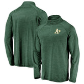 Athletics Fanatics Iconic Striated Primary Logo Raglan Quarter-Zip Pullover Jacket - MLB