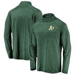 Athletics Fanatics Iconic Striated Primary Logo Raglan Quarter-Zip Pullover Jacket - MLB