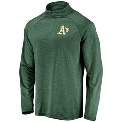 Athletics Fanatics Iconic Striated Primary Logo Raglan Quarter-Zip Pullover Jacket - MLB