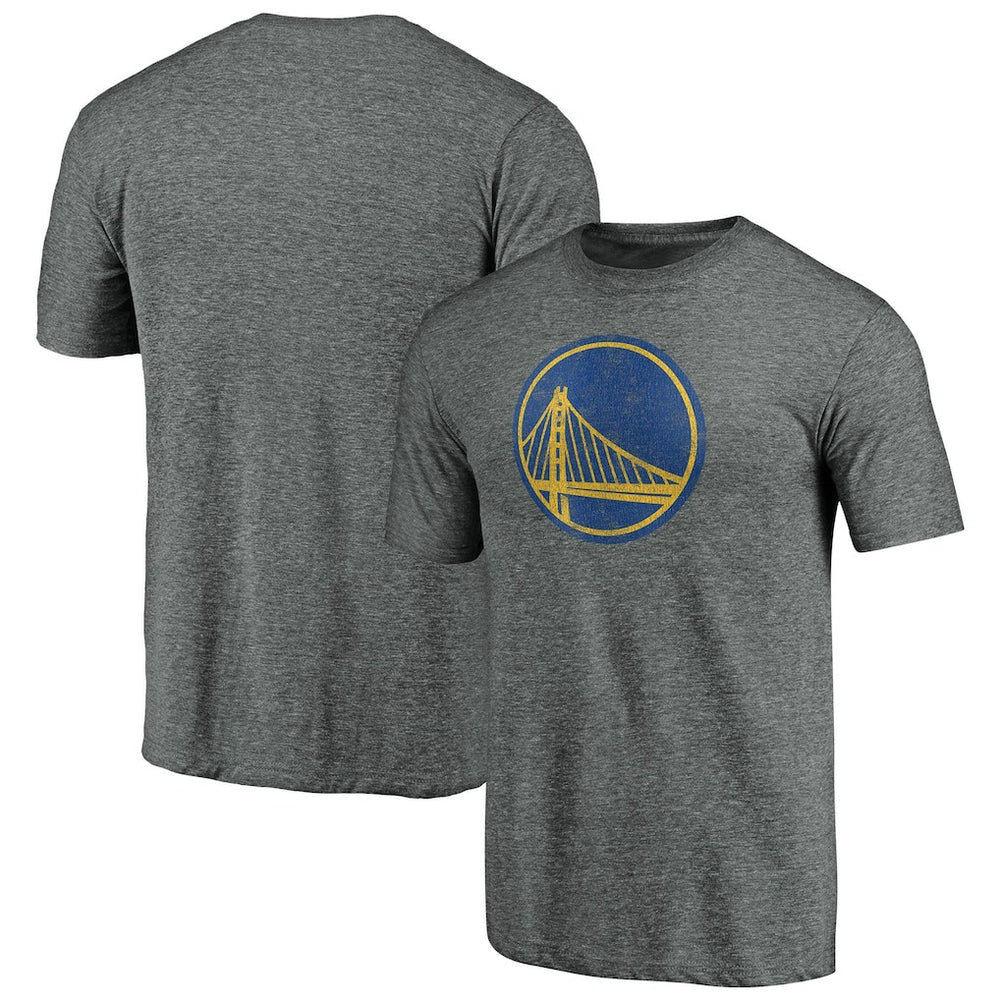 Golden State Warriors Distressed Primary Logo Tri-Blend T-Shirt Gray - NBA