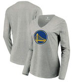 Golden State Warriors Women's Primary Logo Long Sleeve V-Neck T-Shirt Heather Gray - NBA
