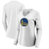 Golden State Warriors Women's Primary Logo Long Sleeve V-Neck T-Shirt White - NBA