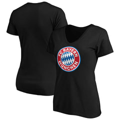 Bayern Munich Women's Logo V-Neck T-Shirt Black - FIFA World CUP
