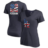 Clayton Kershaw Los Angeles Dodgers Women's Banner Wave Name & Number V-Neck T-Shirt - MLB