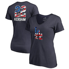 Clayton Kershaw Los Angeles Dodgers Women's Banner Wave Name & Number V-Neck T-Shirt - MLB