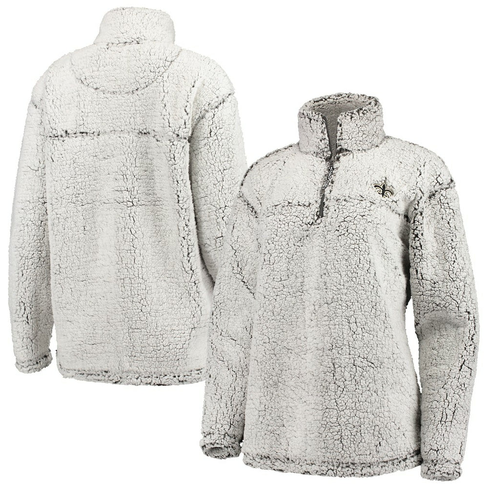 New Orleans Saints G-III 4Her by Carl Banks Women's Sherpa Quarter-Zip Pullover Jacket Gray | NFL