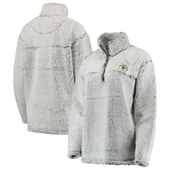Green Bay Packers Women's Sherpa Quarter-Zip Pullover Jacket Gray | NFL