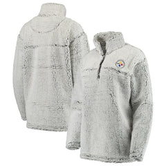 Pittsburgh Steelers Women's Sherpa Quarter-Zip Pullover Jacket Gray | NFL