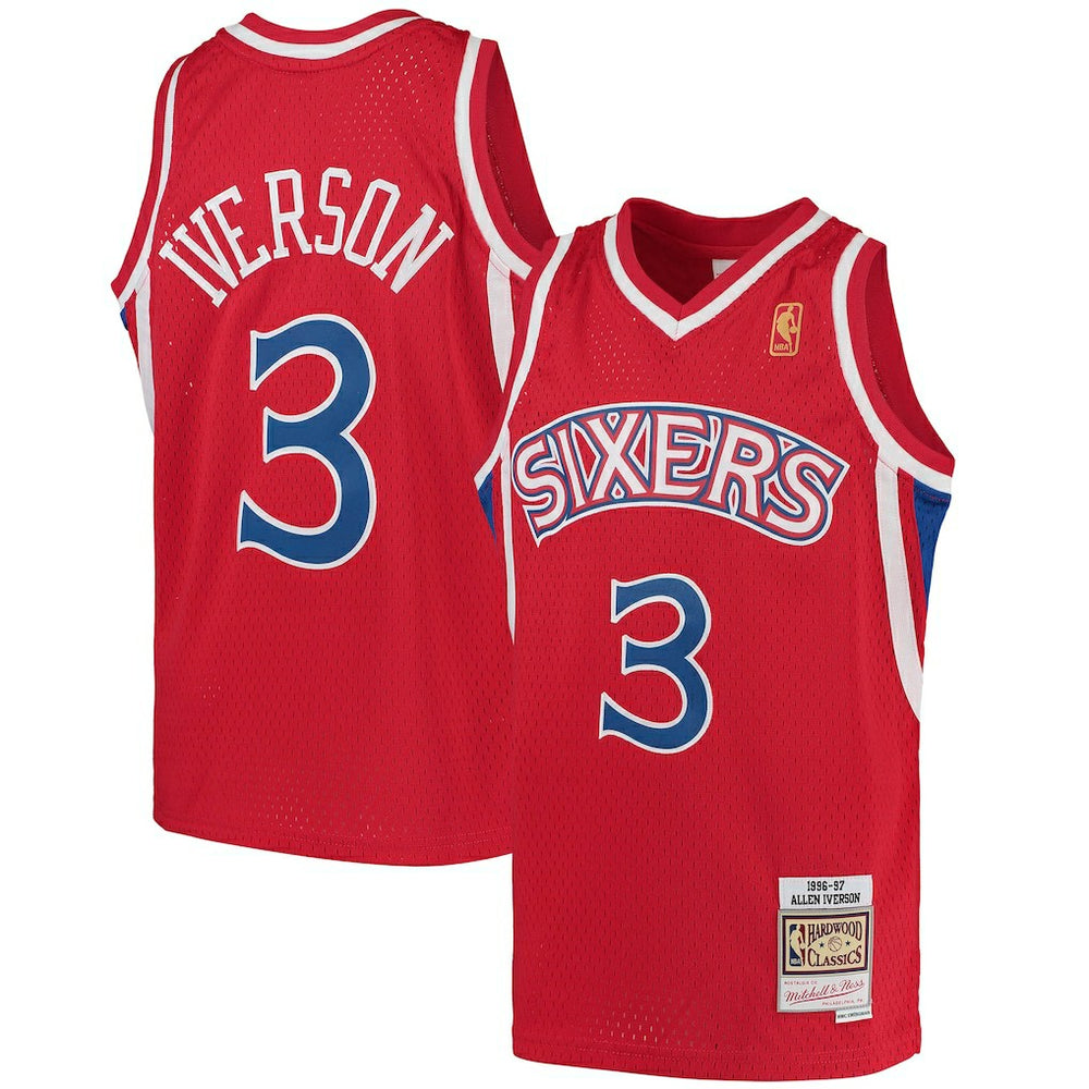 Allen Iverson Philadelphia 76ers Youth 1996/97 Hardwood Classics Swingman Throwback Jersey Red - NBA