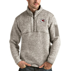 Kansas City Chiefs Antigua Fortune Quarter-Zip Pullover Jacket Oatmeal | NFL