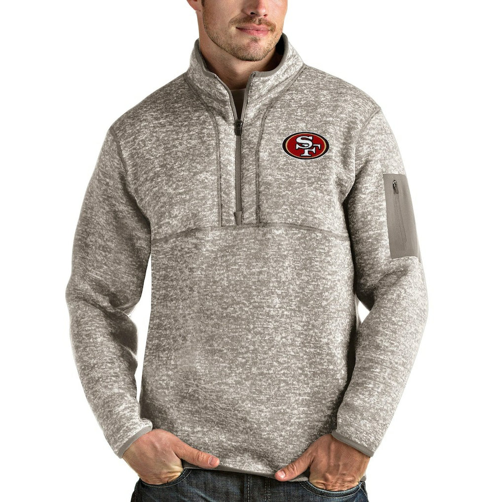 San Francisco 49ers Antigua Fortune Quarter-Zip Pullover Jacket Oatmeal | NFL