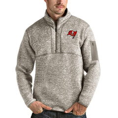 Tampa Bay Buccaneers Antigua Fortune Quarter-Zip Pullover Jacket Oatmeal | NFL