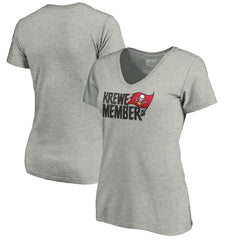 Tampa Bay Buccaneers Women's Krewe Member V-Neck T-Shirt Heather Gray | NFL