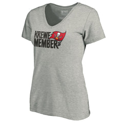 Tampa Bay Buccaneers Women's Krewe Member V-Neck T-Shirt Heather Gray | NFL