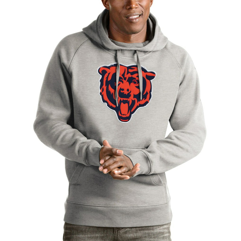 Chicago Bears Antigua Victory Pullover Hoodie Heather Gray | NFL