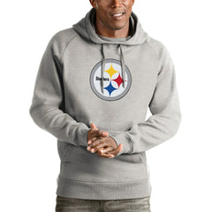 Pittsburgh Steelers Antigua Victory Pullover Hoodie Heather Gray | NFL