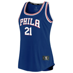 Joel Embiid Philadelphia 76ers Women's Fast Break Team Tank Jersey Icon Edition Royal - NBA