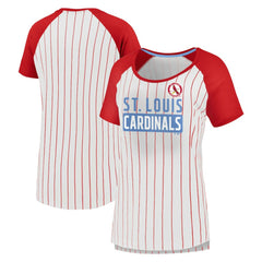 St. Louis Cardinals Fanatics Women's Cooperstown Collection Iconic Pinstripe Raglan Scoop Neck T-Shirt - MLB