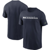 Seattle Seahawks Team Wordmark T-Shirt College Navy | Nike for Sale