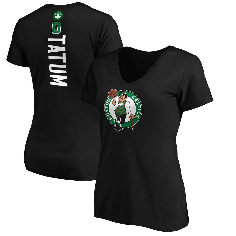 Jayson Tatum Boston Celtics Women's Playmaker Name & Number V-Neck T-Shirt Black - NBA