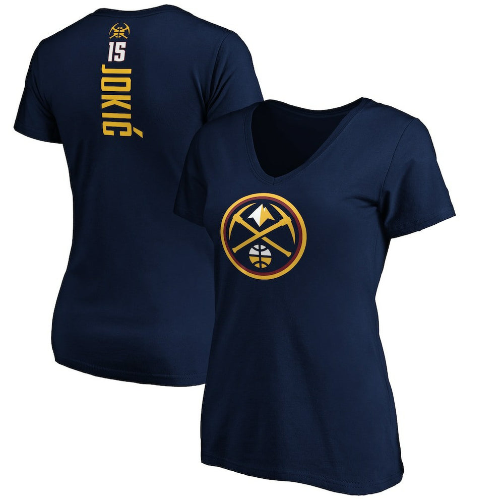 Nikola Jokic Denver Nuggets Women's Playmaker Name & Number V-Neck T-Shirt Navy - NBA
