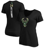 Giannis Antetokounmpo Milwaukee Bucks Women's Playmaker Name & Number V-Neck T-Shirt Black - NBA
