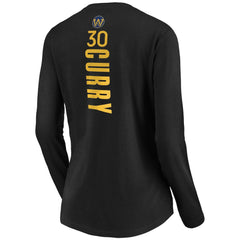 Stephen Curry Golden State Warriors Women's Playmaker Name & Number Long Sleeve V-Neck T-Shirt Black - NBA