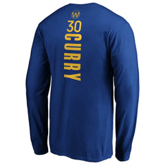 Stephen Curry Golden State Warriors Playmaker Name & Number Long Sleeve T-Shirt Royal - NBA