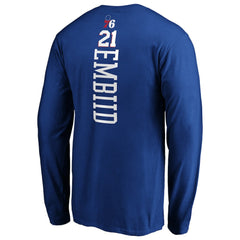 Joel Embiid Philadelphia 76ers Playmaker Name & Number Long Sleeve T-Shirt Royal - NBA
