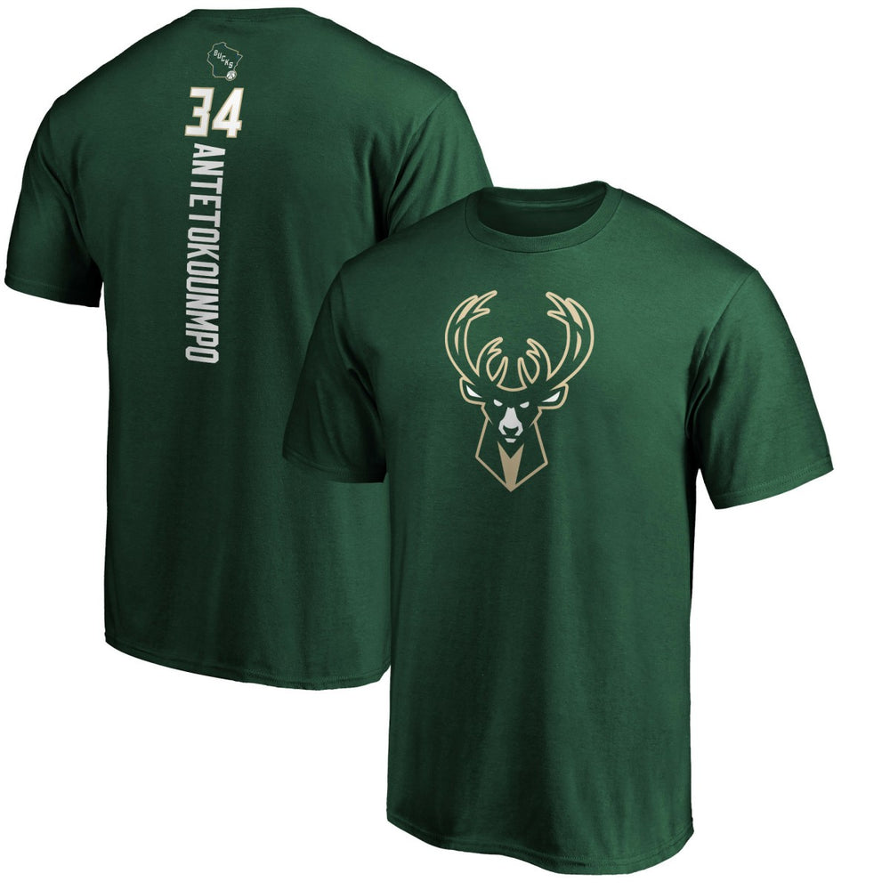 Giannis Antetokounmpo Milwaukee Bucks Playmaker Name & Number T-Shirt Hunter Green - NBA