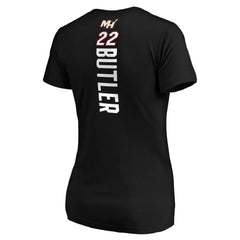 Jimmy Butler Miami Heat Women's Playmaker Logo Name & Number V-Neck T-Shirt Black - NBA