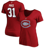Carey Price Montreal Canadiens Fanatics Women's Authentic Stack Name & Number V-Neck T-Shirt - Red - NHL