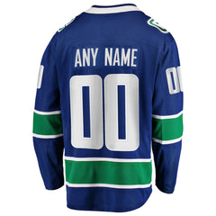 Vancouver Canucks Fanatics Home Team Breakaway Custom Jersey - Blue - NHL