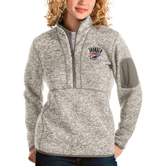 Oklahoma City Thunder Antigua Women's Fortune Quarter-Zip Pullover Jacket Natural - NBA