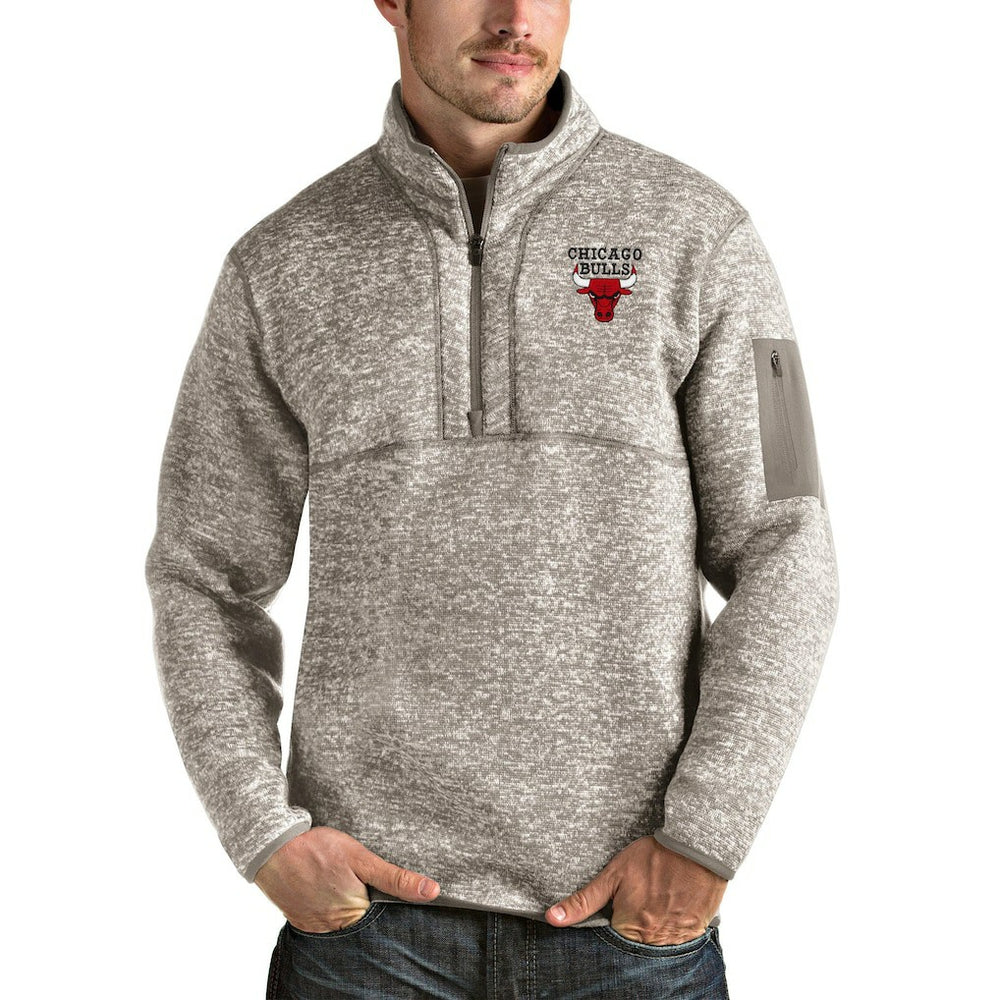 Chicago Bulls Antigua Fortune Quarter-Zip Pullover Jacket Natural - NBA