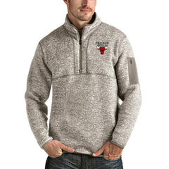 Chicago Bulls Antigua Fortune Quarter-Zip Pullover Jacket Natural - NBA
