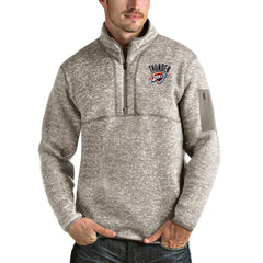 Oklahoma City Thunder Antigua Fortune Quarter-Zip Pullover Jacket Natural - NBA