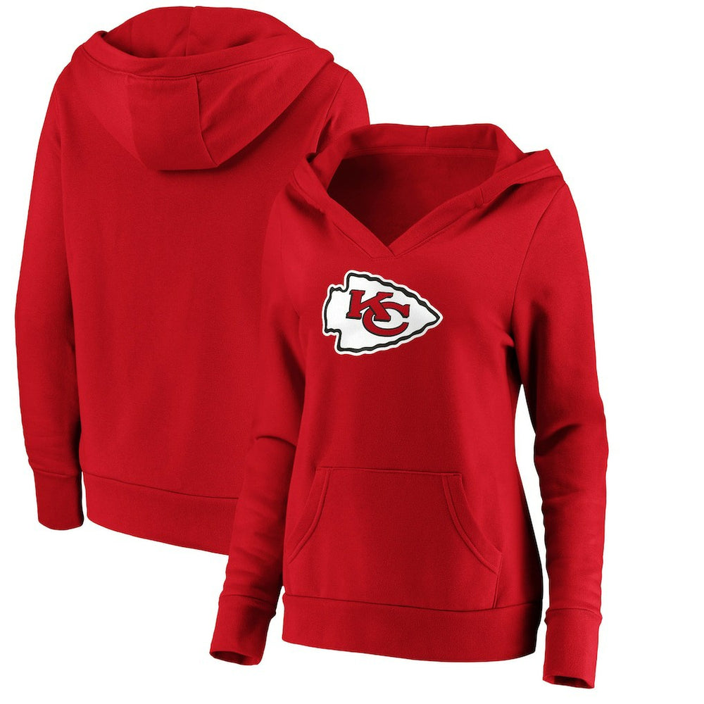 Kansas City Chiefs Women's Primary Team Logo V-Neck Pullover Hoodie Red | Fanatics