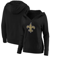 New Orleans Saints Women's Primary Team Logo V-Neck Pullover Hoodie Black | Fanatics