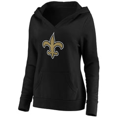 New Orleans Saints Women's Primary Team Logo V-Neck Pullover Hoodie Black | Fanatics