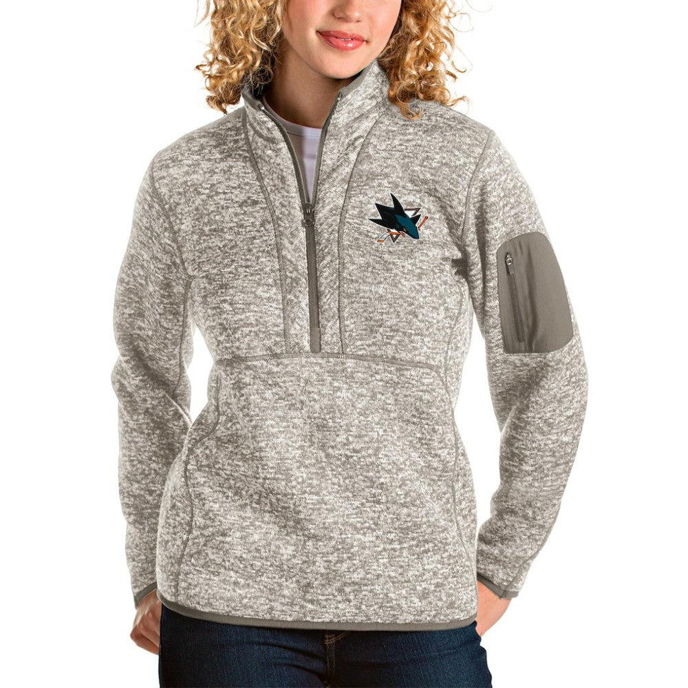 San Jose Sharks Antigua Women's Fortune Half-Zip Sweatshirt - Oatmeal - NHL