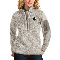 San Jose Sharks Antigua Women's Fortune Half-Zip Sweatshirt - Oatmeal - NHL