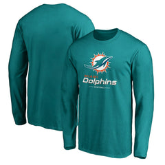 Miami Dolphins Team Lockup Long Sleeve T-Shirt Aqua | Fanatics