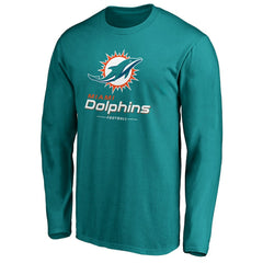 Miami Dolphins Team Lockup Long Sleeve T-Shirt Aqua | Fanatics